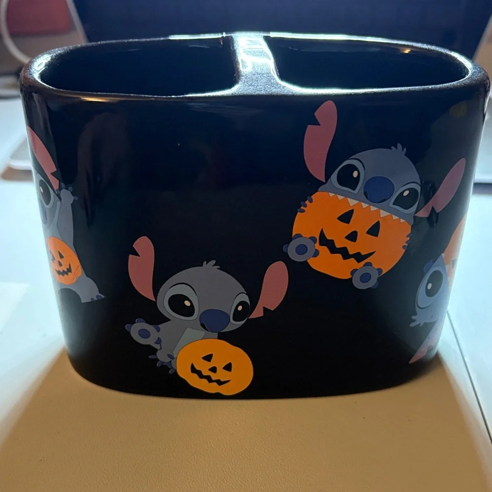 Disney Black and Orange Stitch Bath Storage